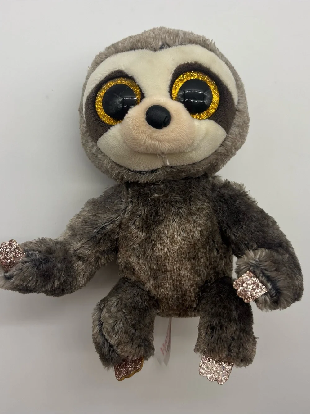 Ty Gray and Cream Glitter-Eyed Sloth Plush